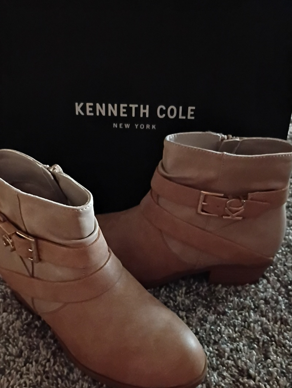 Kenneth Cole Kid's Tan Buckle Ankle Boots